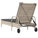 Ligbed met wielen en kussens poly rattan lichtgrijs