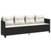 Ligbed met kussens poly rattan zwart
