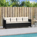 Ligbed met kussens poly rattan zwart