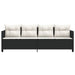 Ligbed met kussens poly rattan zwart