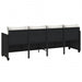 Ligbed met kussens poly rattan zwart