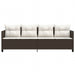 Ligbed met kussens poly rattan bruin