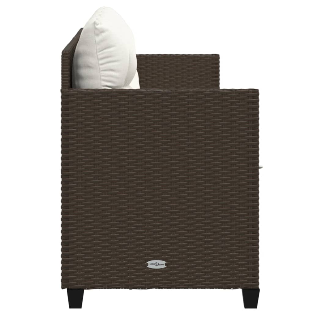 Ligbed met kussens poly rattan bruin