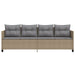 Ligbed met kussens poly rattan beige