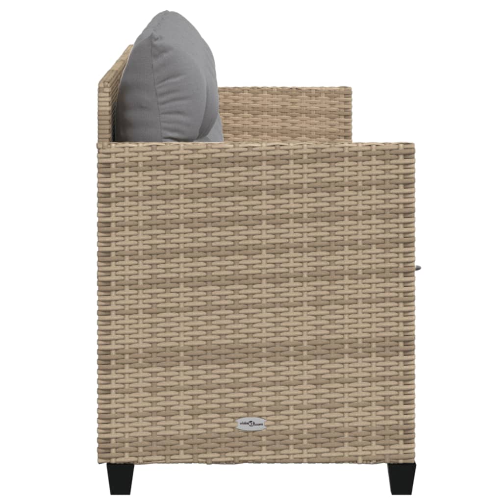 Ligbed met kussens poly rattan beige