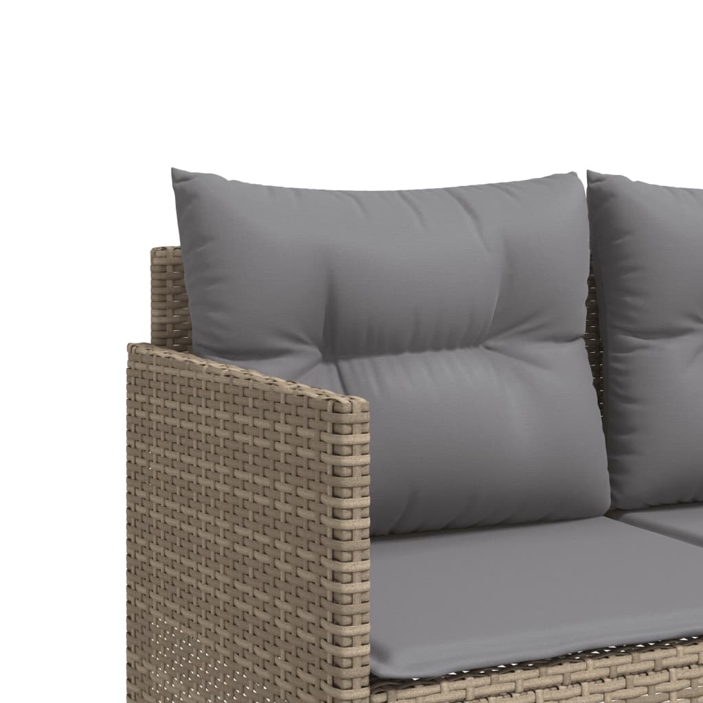 Ligbed met kussens poly rattan beige