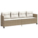 Ligbed met kussens poly rattan beige