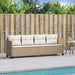 Ligbed met kussens poly rattan beige