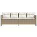 Ligbed met kussens poly rattan beige