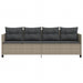 Ligbed met kussen poly rattan lichtgrijs