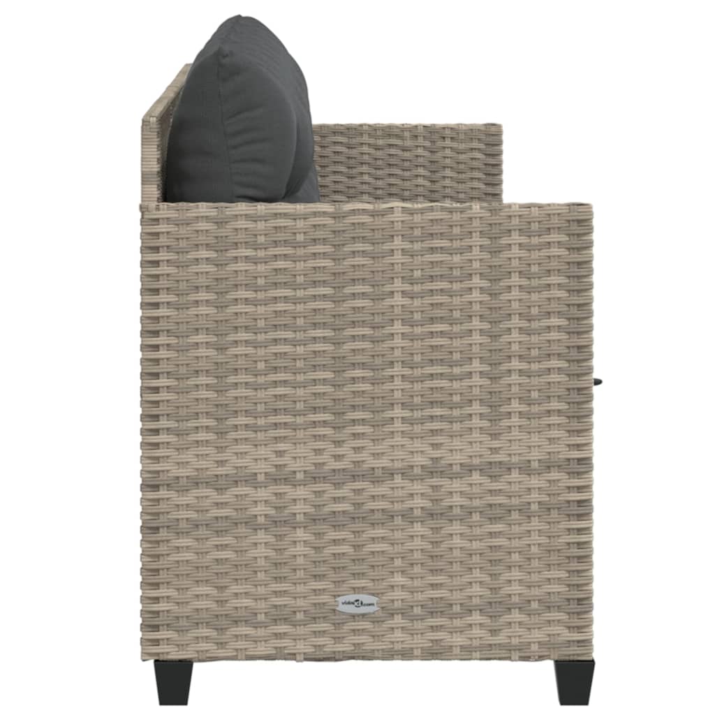 Ligbed met kussen poly rattan lichtgrijs