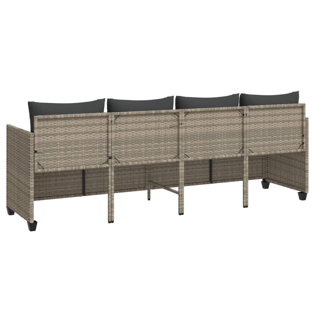 Ligbed met kussen poly rattan lichtgrijs