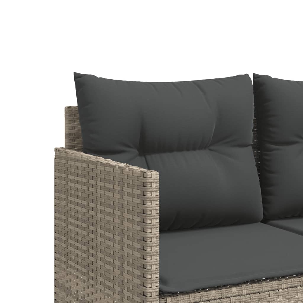 Ligbed met kussen poly rattan lichtgrijs