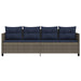 Ligbed met kussen poly rattan grijs