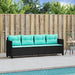 Ligbed met kussens poly rattan zwart