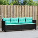 Ligbed met kussens poly rattan zwart