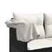 Ligbed met luifel en kussens poly rattan zwart