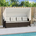 Ligbed met luifel en kussens poly rattan bruin