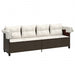 Ligbed met luifel en kussens poly rattan bruin