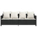Ligbed met kussens poly rattan zwart