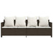 Ligbed met kussens poly rattan bruin