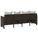 Ligbed met kussens poly rattan bruin