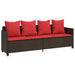Ligbed met kussens poly rattan bruin