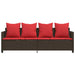 Ligbed met kussens poly rattan bruin