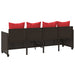 Ligbed met kussens poly rattan bruin
