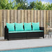 Ligbed met kussens poly rattan zwart