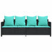 Ligbed met kussens poly rattan zwart
