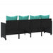 Ligbed met kussens poly rattan zwart