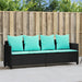 Ligbed met kussens poly rattan zwart
