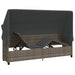 Ligbed met luifel en kussens poly rattan grijs