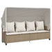 Ligbed met luifel en kussen poly rattan beige