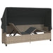 Ligbed met luifel en kussens poly rattan lichtgrijs