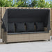 Ligbed met luifel en kussens poly rattan lichtgrijs
