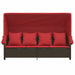 Ligbed met luifel en kussens poly rattan bruin