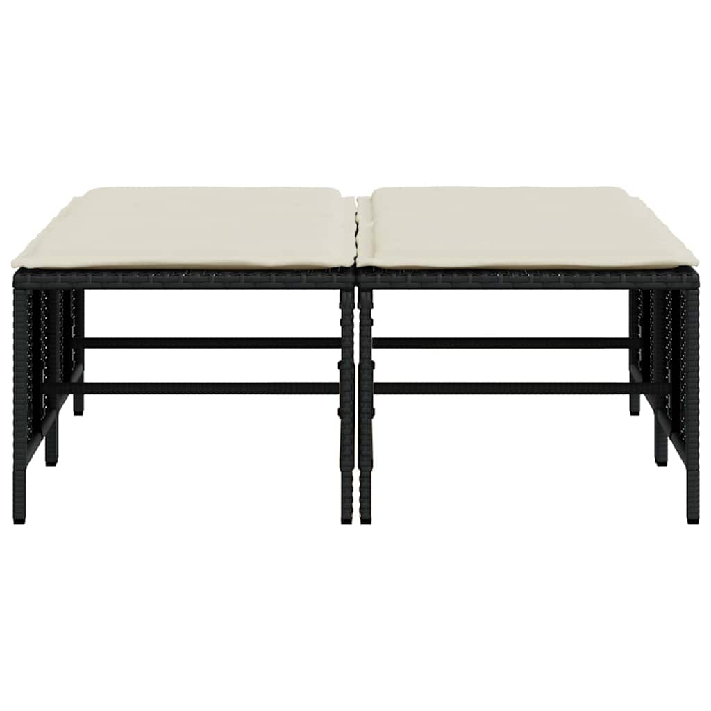 Tuinkrukken met kussens 4 st poly rattan zwart