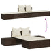 Ligbed 2-persoons met kussens poly rattan bruin