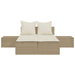 Ligbed 2-persoons met kussens poly rattan beige