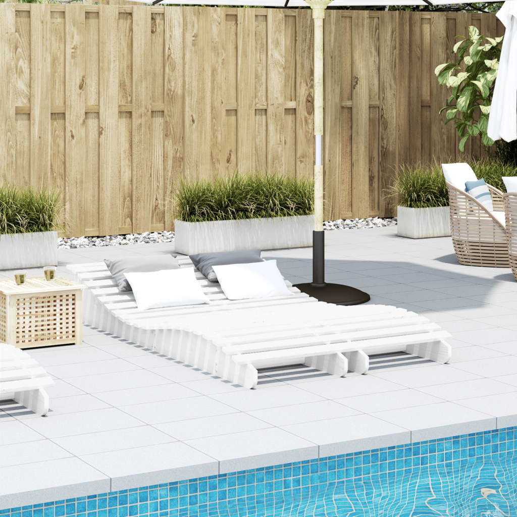 Ligbedden 2 st 205x60x31,5 cm massief grenenhout wit