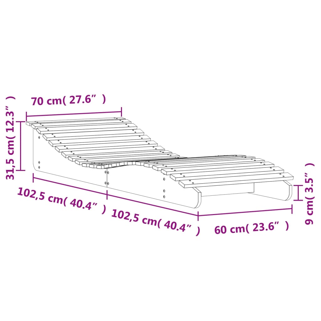 Ligbed 205x70x31,5 cm massief grenenhout wit