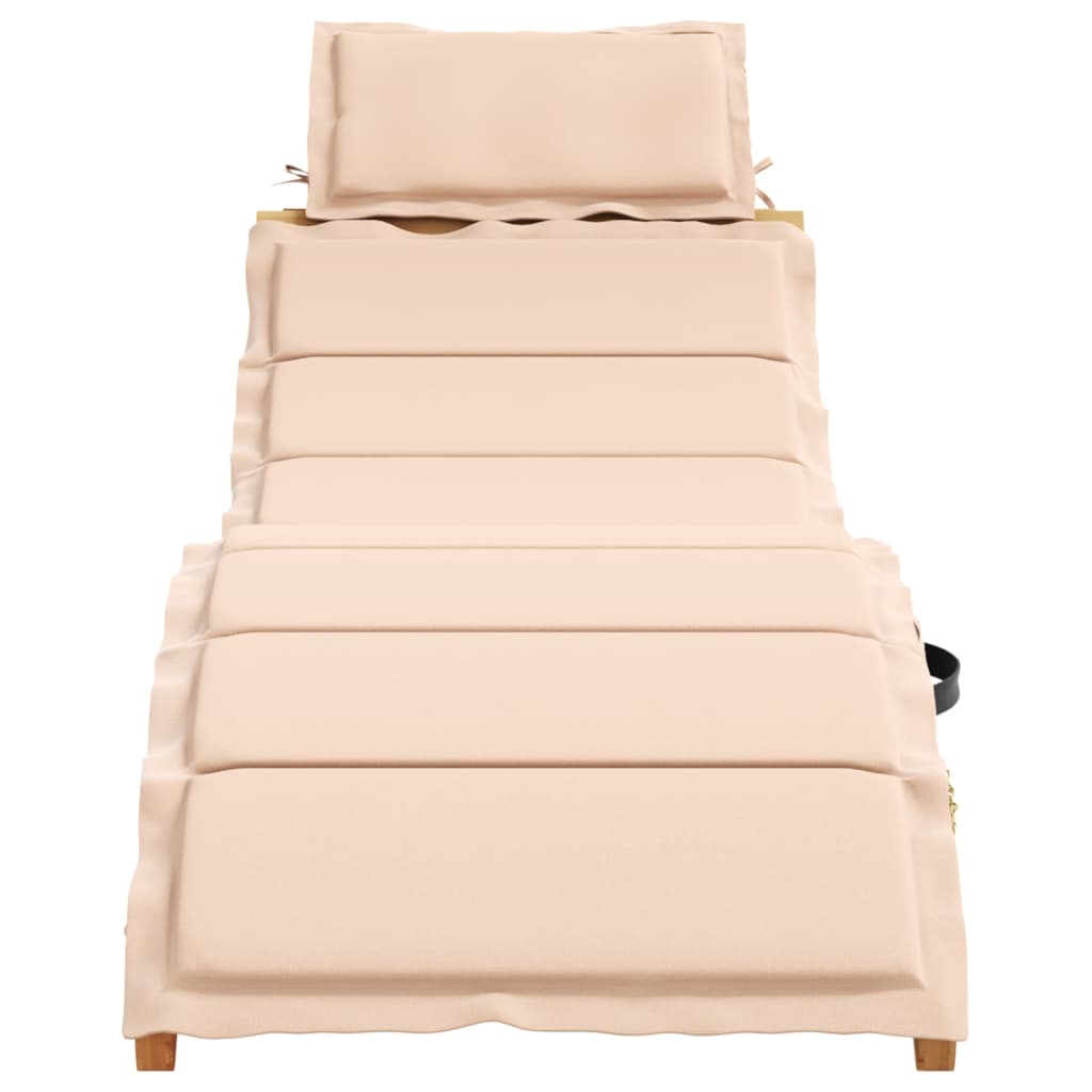 | Ligbed | met kussen beige 55 x 184 x 64cm Massief Acaciahout