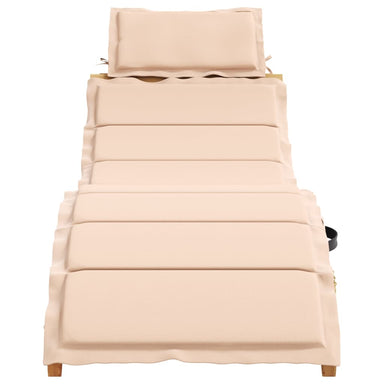 | Ligbed | met kussen beige 55 x 184 x 64cm Massief Acaciahout