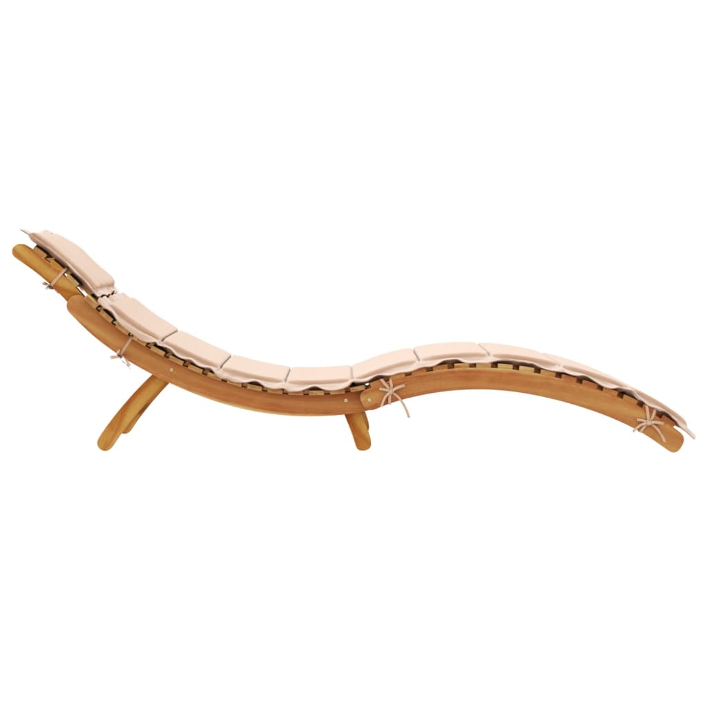 | Ligbed | met kussen beige 55 x 184 x 64cm Massief Acaciahout