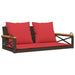 Schommelbank met kussens 109x62x40 cm poly rattan bruin