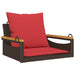 Schommelbank met kussens 63x62x40 cm poly rattan bruin