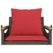 Schommelbank met kussens 63x62x40 cm poly rattan bruin