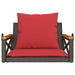 Schommelbank met kussens 63x62x40 cm poly rattan bruin